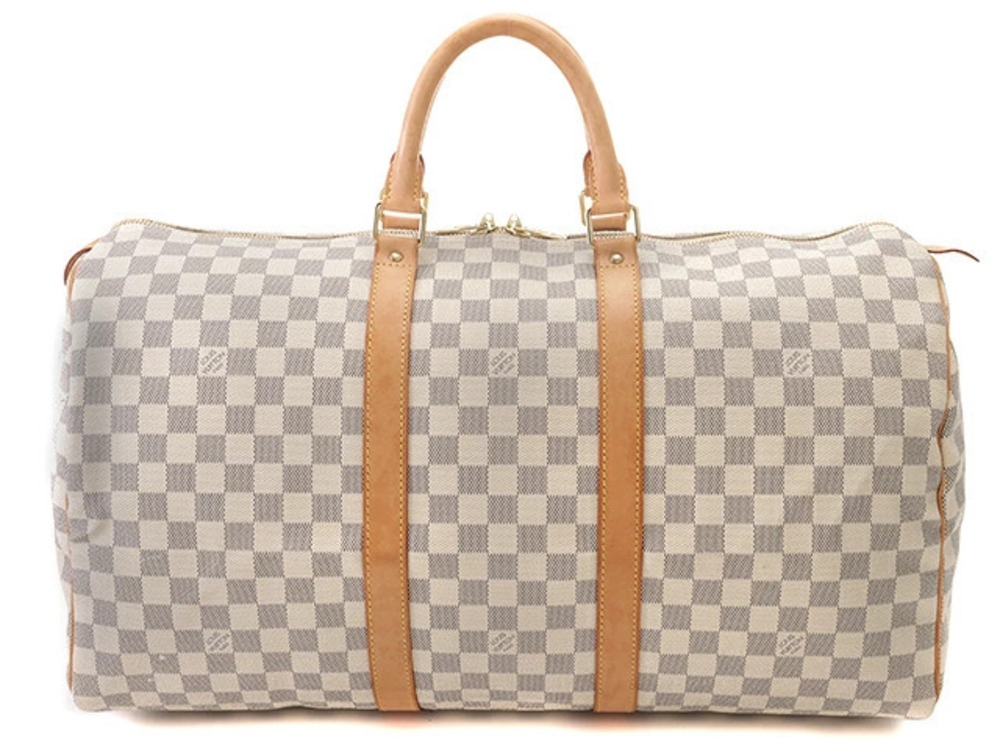 LOUIS VUITTON Bag Keepall Damier Azur White